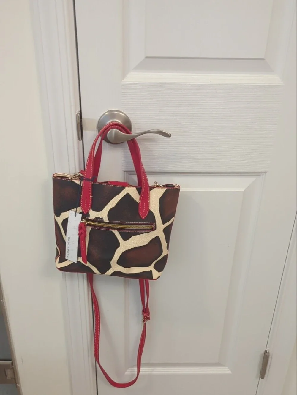 Dooney & Bourke Giraffe Print Crossbody with Red Trim